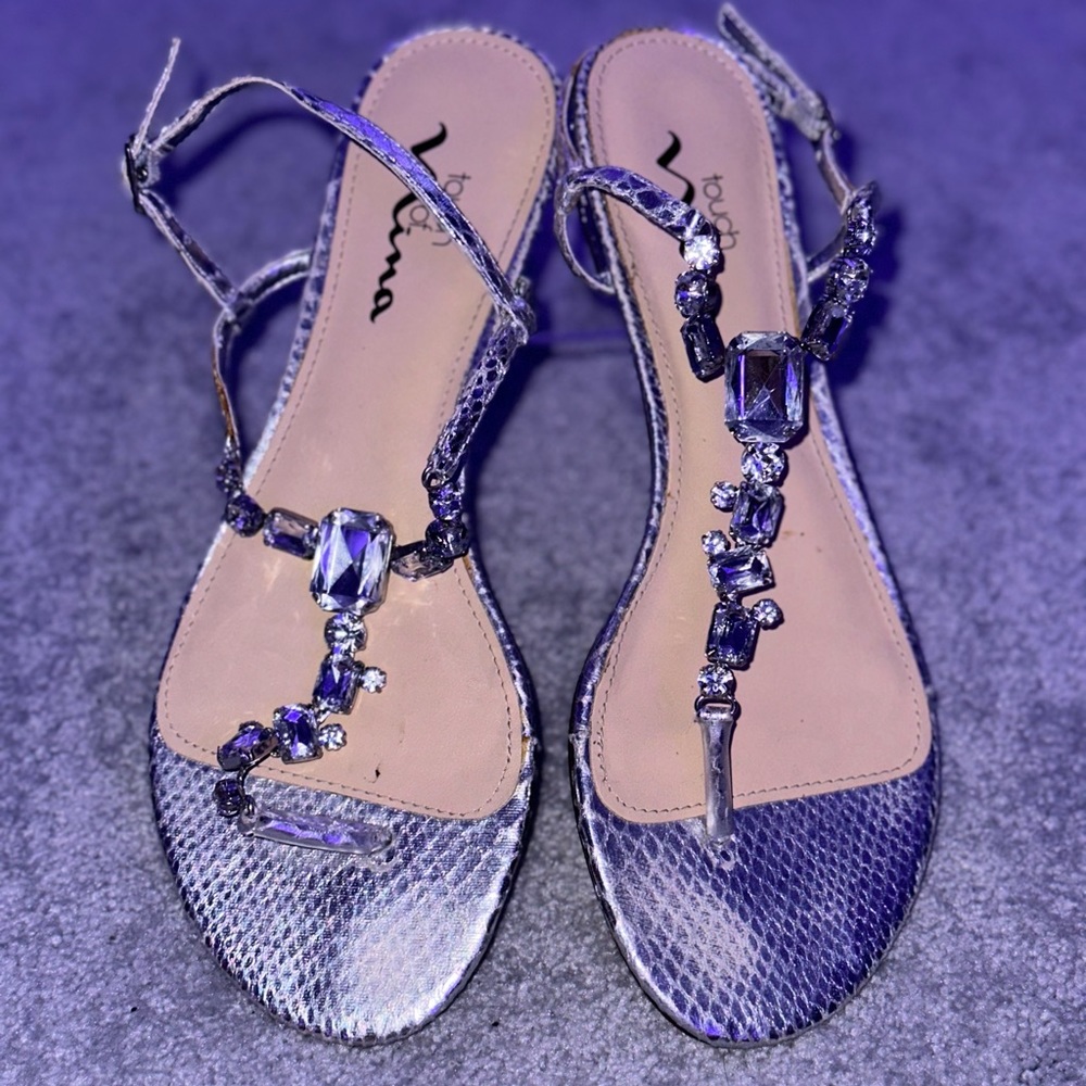 Touch of Nina silver jeweled sandals 8.5